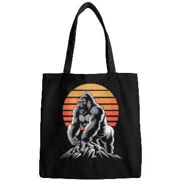 Discover Mighty Gorilla Roaring on Mountain Sunset Bags