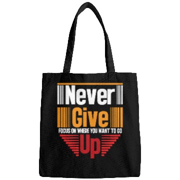 Discover Never Give Up – Motivational Red & Orange Logo Bags