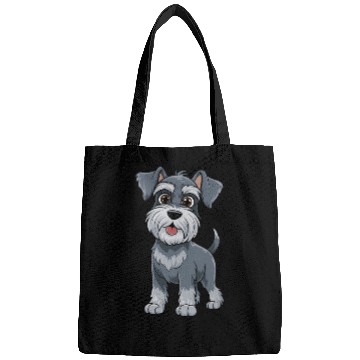 Discover Adorable Schnauzer Pup Illustration With Big Eyes Bags