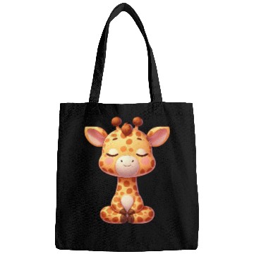 Discover Cute giraffe yoga meditation relaxation chill Bags
