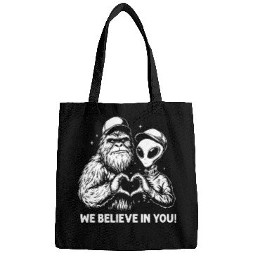 Discover Alien Bigfoot Heart Hands Cryptid Funny Bags