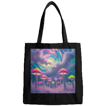 Discover Neon Mushroom Forest – Psychedelic Minimalist Bags