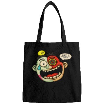 Discover Crazy Cartoon Face with Multicolor Eye – Funny Bags