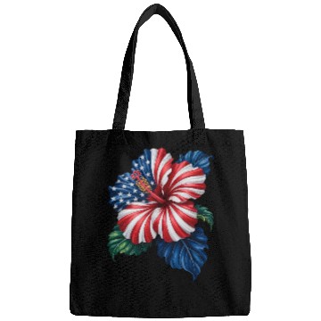 Discover Hibiscus Flower Patriotic American Flag 4th Bags