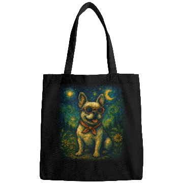 Discover Starry Night Dog Funny Art Style Retro Glasses Pet Bags