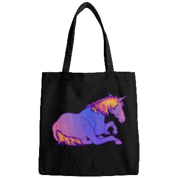 Discover Purple Horse Lying Down, Hand Drawn, Bright Colors Bags