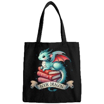 Discover Funny Book Lover Book Reading Dragon Bags