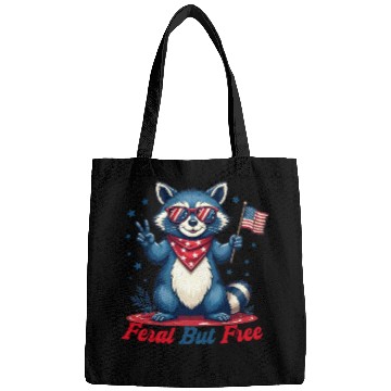 Discover Feral But Free Funny Patriotic Raccoon 4th of july Bags