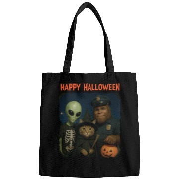 Discover Bigfoot Alien Tabby Cat Funny Halloween Trick or Bags