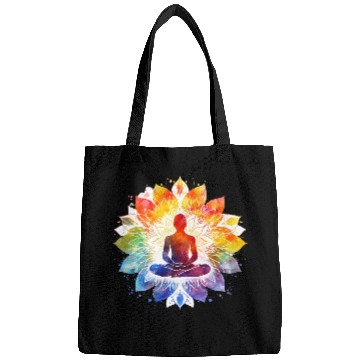 Discover Retro Zen Lotus Meditate Rainbow Bags