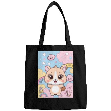 Discover Kawaii Corgi in Rainbow Cloudland Bags