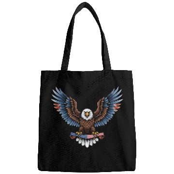 Discover brow blue eagle with us flag Bags