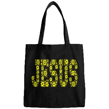 Discover Inspiring Jesus with yellow flowers Bags