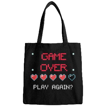 Discover Game Over , Play Again ? Pixel Art Bags