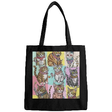 Discover Psychedelic Cat Collage Bags