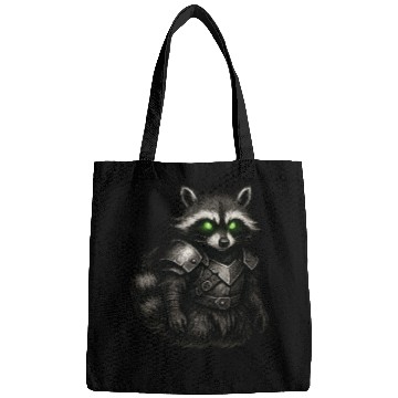 Discover Armored Forest Raccoon – Glowing-Eyed Fantasy Ward Bags