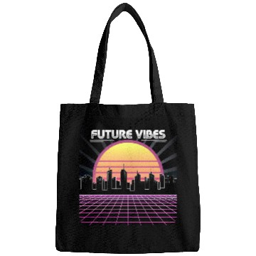 Discover Future Vibes Synthwave Sunset Grid Retro 80s Bags