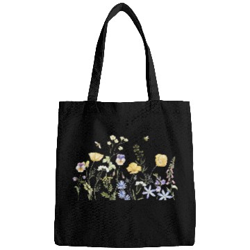 Discover "Wildflower Garden Botanical Illustration - Nature Bags