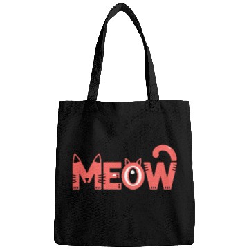 Discover Playful Meow Cat Typography for Cat Lovers Bags