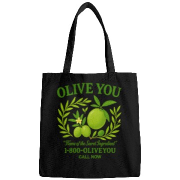 Discover Olive You Cute Vintage Pun Graphic Bags
