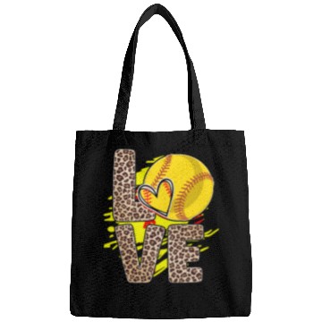 Discover Leopard Print Love Softball Heart Neon Splash Bags