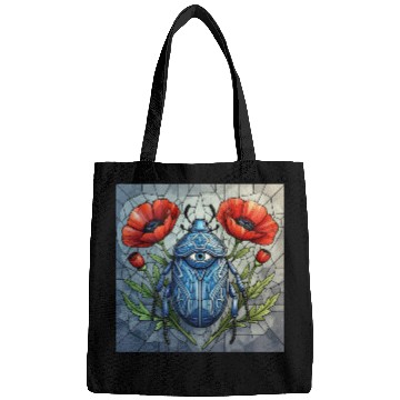 Discover Beetle stained glass bug design vibrant poppy Bags