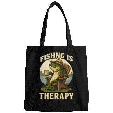 Discover Fishing Is My Therapy – Chill Fish by the Lake Bags