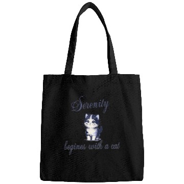 Discover Serenity Begins with a Cat – Peaceful Kitty Quote Bags