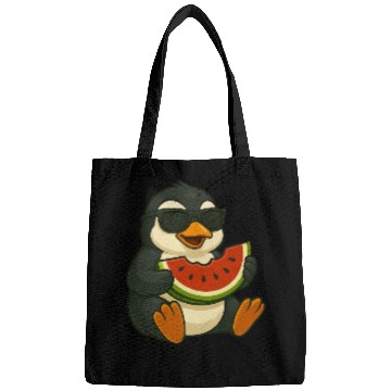 Discover Cute penguin with watermelon fruit summer cartoon Bags