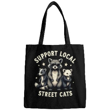 Discover Support Local Street Cats Funny Raccoon Opossum Bags