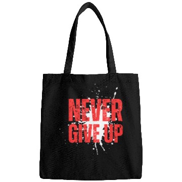 Discover Never Give Up – Motivational Bold Text Bags