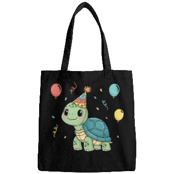 Discover Turtle Wearing a Party Hat Bags