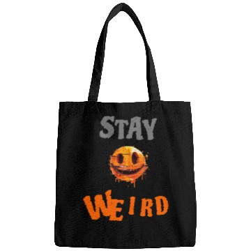 Discover Stay Weird Smiling Design Bags