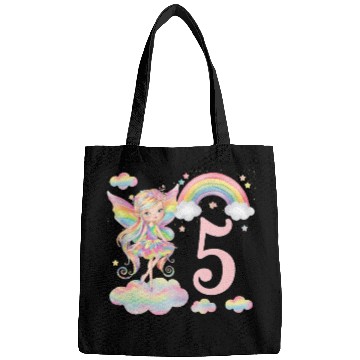 Discover Magical Rainbow Fairy Elf 5th Birthday Girl Bags