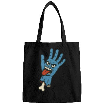 Discover Crazy zombie hand cartoon with wild face Bags