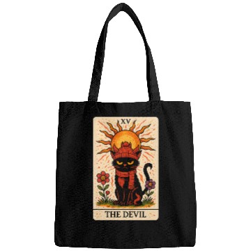 Discover Devil Cat Tarot Card, Grumpy Cat Art, Mystical Bags