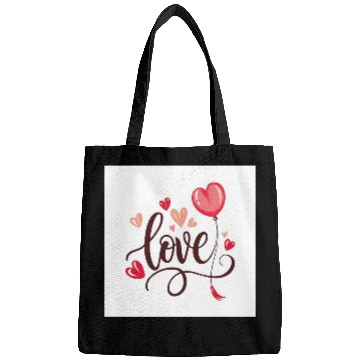Discover heart shaped balloon with word love Bags