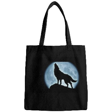Discover Wolf howling in the moonlight Bags