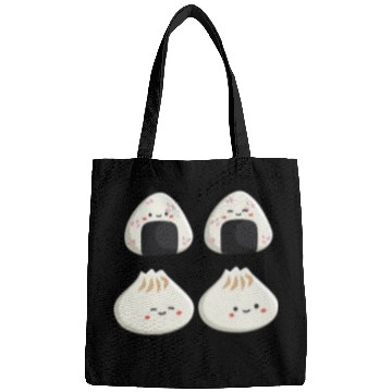 Discover Onigiri and dumpling face character Bags