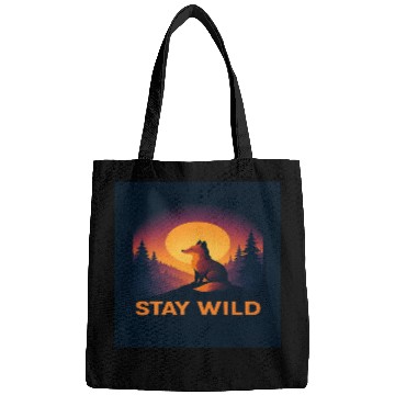 Discover Stay Wild Forest Fox Illustration Bags