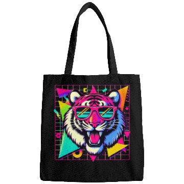 Discover Cool Retro Tiger with Neon Sunglasses  Bags