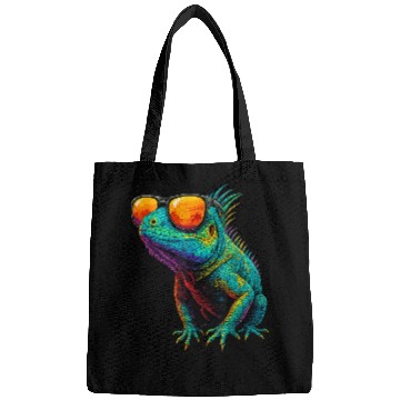 Discover Cool Neon Iguana with Sunset Sunglasses Bags