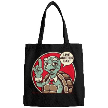 Discover Wise Turtle with Tie Says Live Another Day Bags