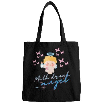 Discover Whimsical Angel with Milk Bottle Design Bags