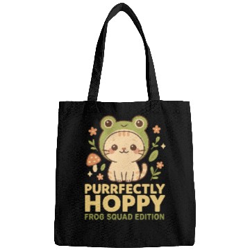 Discover Cute Frog and Cat Purrfectly Hoppy Design Bags