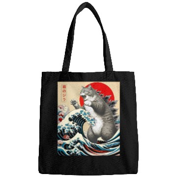 Discover Catzilla Cat Japanese Art Funny Cat Bags