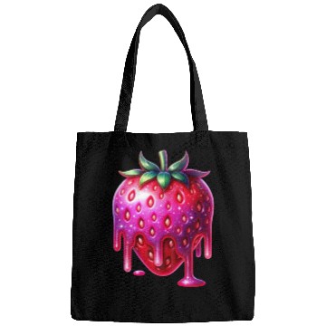 Discover Vivid Dripping Strawberry Artwork Bags