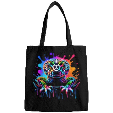 Discover Neon Psychedelic Lizard Illustration Bags