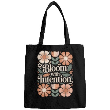 Discover Bloom With Intention Boho Flower Vintage Quote Bags
