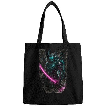 Discover Neon Samurai Warrior Illustration Bags